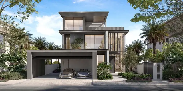Standalone villa, street elevation with covered parking